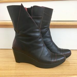 NAOT Volcanic Red Leather Wedge Boots